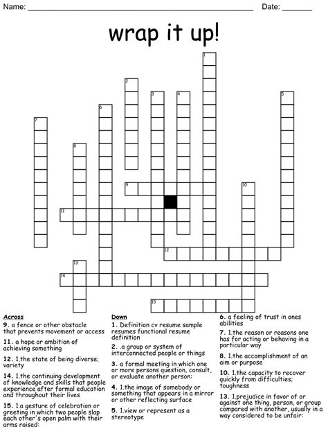 it's a wrap crossword